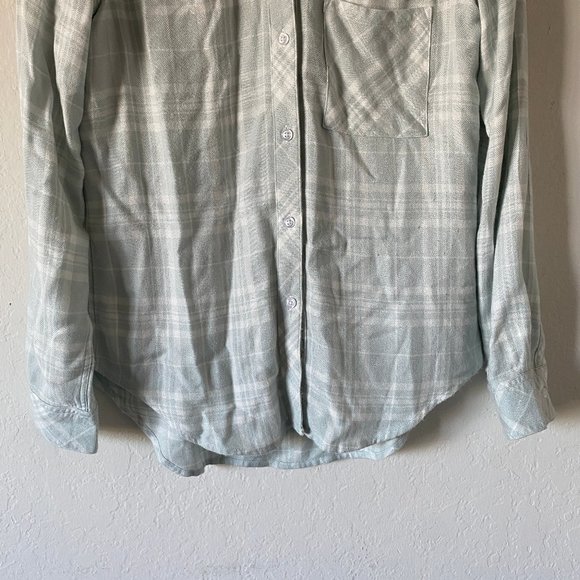 Rails Womens Hunter Top Seafoam Button Down Size XXS Casual Long Sleeve Plaid - Picture 6 of 11